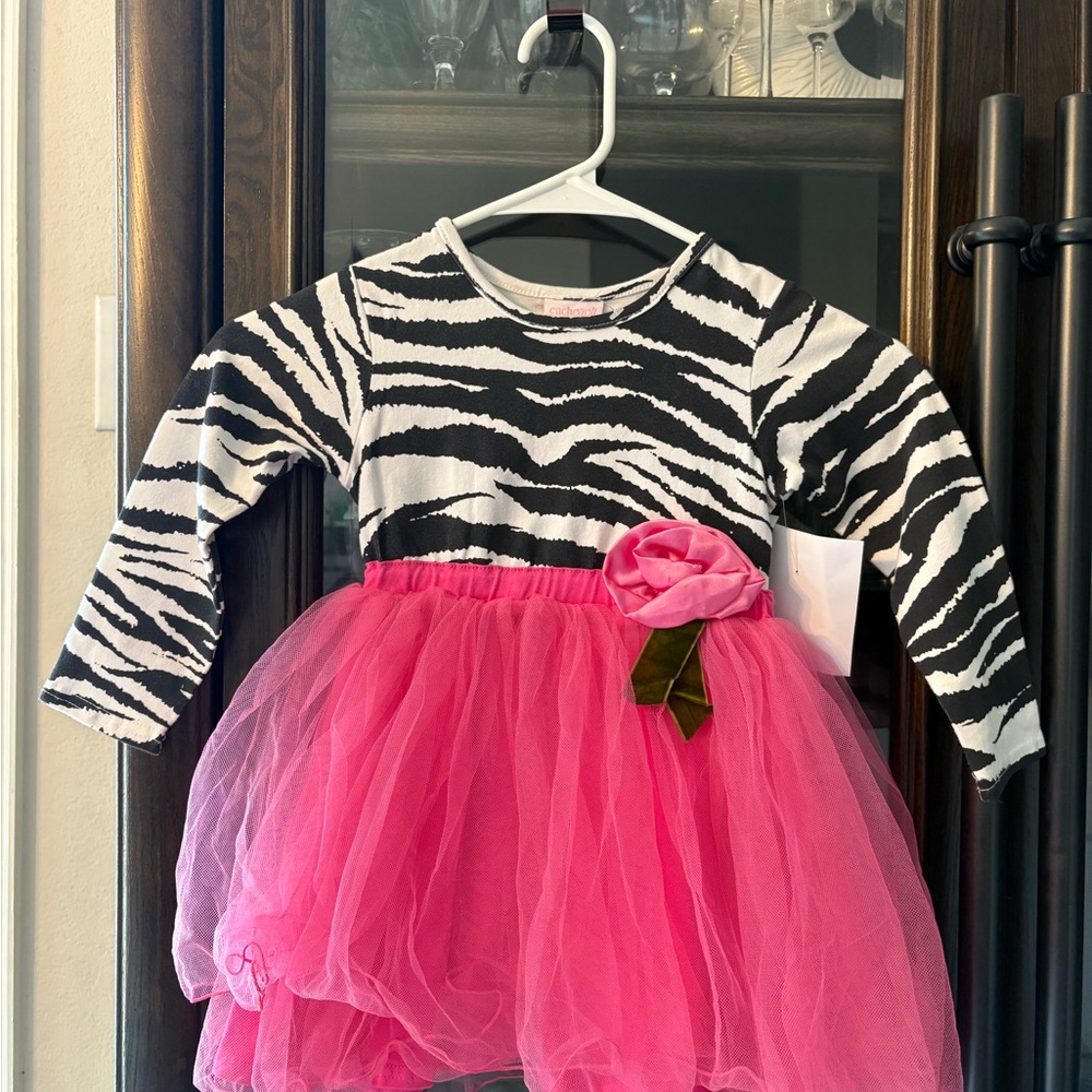CachCach Zebra Print Dress with Pink Tulle Skirt